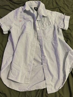 BDG Blue & White Striped Button-Up Shirt